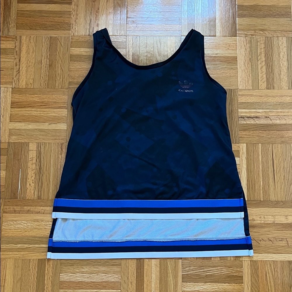 ADIDAS ORIGINALS Navy & Black Striped Training Tank